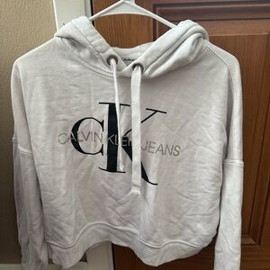Calvin Klein white cropped hoodie